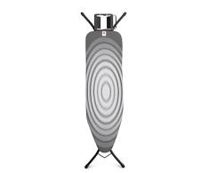 Brabantia - Mesa de Planchar B - para Plancha de Vapor - Universal Ajustable - para Diestros y Zurdos - No se Desliza y No Araña - Plegable - Titan Oval - 124x38 cm