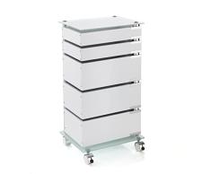 Oresteluchetta Cajonera con ruedas, color blanco, 74 x 38,5 x 31,5 cm