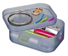 Wenko 20995100 Ice Cube - Caja organizadora con tapa y 6 compartimentos (tamaño pequeño, apilable), color gris