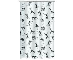 Spirella colección Monkey, Cortina de Ducha Textil 180 x 200, 100% Polyester, Negro/Blanco, 0.1 x 180 x 200 cm