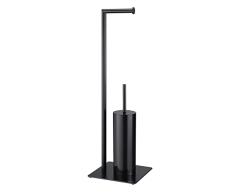 Sealskin Tube Portarrollos con escobillero, Metal, Negro, 200x200x710mm