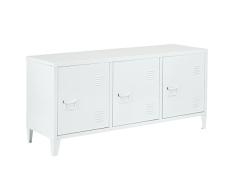 FURNITURE-R France Mueble para televisor con Armario metálico, con 2 Capas, 3 Puertas, 120 x 40 x 58 cm, Color Blanco Mate