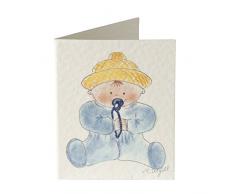 Mopec Tarjeta librito de un bebÃ© Vestido de Color Azul, Pack de 100 Unidades, Cartulina, Blanco, 0.02x6.50x5.00 cm