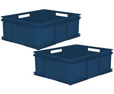 keeeper 2x Caja de almacenaje Eurobox XXL, Plástico ECO (PP), 52 x 43 x 28 cm, 54 l, Azul