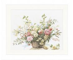 Unbekannt PN de 0008004 gezählten Kit de Punto de Cruz, diseño de Cesta con Rosas, Lino