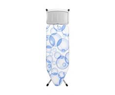 Brabantia 101229 - Mesa de planchar, Soporte sólido para unidades de vapor, Estructura Gris, Multicolor (Bubbles), 124 x 45 cm