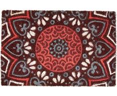 Excelsa Mandala Rojo Felpudo Entrada, Fibra de Coco, 40Â x 60Â cm