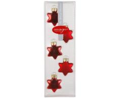 Inge-glas 12002K014 - Estrellas decorativas para árbol de Navidad, 40 mm, 5 unidades, color rojo brillante/mate