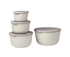 Mepal - Multi Bowl Cirqula Redondo 4-Partes - Caja de Almacenamiento de Alimentos con Tapa - Caja de Almacenamiento Hermética para Nevera y Microondas - 500, 1000, 2000 & 3000 ml - Nordic White
