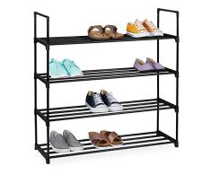 Relaxdays Zapatero Sistema de Encaje, 4 Niveles, para 16 Pares de Zapatos, 91,5 x 90,5 x 30,5 cm, Estante Metal, Negro, 1 Pieza