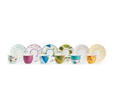 Excelsa Radical - Juego de 6 tazas de cafÃ© con platillo, porcelana, multicolor, 90 Mililitros
