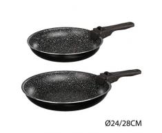 JJA 135111-Juego de 2 sartenes con Mango Desmontable 24 y 28 cm, diseÃ±o de Piedra