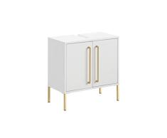 Schildmeyer Gloria Armario para Lavabo 148428, Madera de ingenierÃa, Blanco/Dorado, 61,2 x 57,1 x 30,1 cm