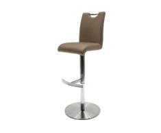 Robas Lund taburete Alesi Cappuccino / Marrón / Blanco / Negro de acero inoxidable cepillado 42x91-116x51 cm