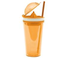 zakdesigns Vaso con cÃ­tricos exprimidor, 500Â ml, Tritan, Naranja, 9.5 x 10.7 x 23.5 cm
