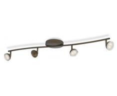 Philips myLiving Toscane - Barra de focos, LED, 4 luces, iluminación interior, luz blanca cálida, IP20, color bronce