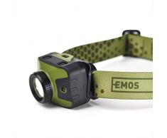 EMOS Linterna Frontal enfocable roja, IP43, Resistente al Agua con 5 Modos de luz, 330 lÃºmenes, Alcance de 200 m, 87 Horas de duraciÃ³n, lÃ¡mpara LED CREE con Foco, verde