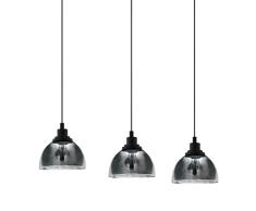 EGLO lÃ¡mpara de mesa Beleser, iluminador para cabecera de cristal ahumado en negro-transparente y metal en negro, lamparilla con interruptor, iluminador para sala y dormitorio, E27