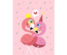 Wee Blue Coo Kawaii Flamingo Love Large Wall Art Print Canvas Premium Poster