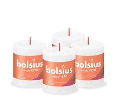 Bolsius Vela de pilar rústica, color blanco, 8 x 7 cm (paquete de 4)
