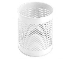 V-Part VB 270620 - Papelera cilÃndrica de Metal (15 L, diseño de Agujeros), Color Blanco