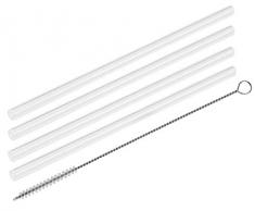 FACKELMANN Pajitas de cristal reutilizables sostenibles, reciclables y ecolÃ³gicas (eco friendly)+ Cepillo limpieza. aptoes para fiestas o el hogar 0,8x22cm, 4 pajitas + 1 cepillo limpieza