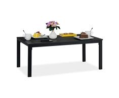 Relaxdays Mesa JardÃ­n Rectangular, Efecto Madera, Mesilla BalcÃ³n, Terraza, Patio, 39 x 98 x 48 cm, Mesita Porche, Negro, plÃ¡stico 50% Acero
