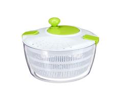 Relaxdays Centrifugadora de Ensalada, Manivela, Colador, Secadora de Lechuga, XL, 5 L, Blanco y Verde