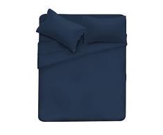 Max Color Juego Ropa de Cama Plana 250x300, Plancha instalada 170x200cm+2 Fundas 52x82cm, Azul Oscuro, 47x35x4 cm
