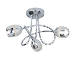 Lighting Collection - Lámpara de techo (3 luces, LED, cromo y ópalo)