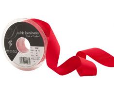 Cinta de satén a doble cara Berisfords 3501 de 20 m x 25 mm, color rojo