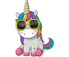 Oedim Pegatina Unicornio Estrellas y Gafas de Sol | 13,5 x 20 cm | Adhesivo de Fácil Colocación | Pegatina para Coche Económica y Resistente
