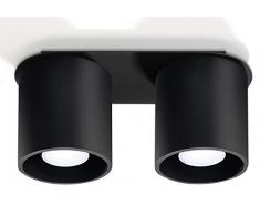 SOLLUX LIGHTING Orbis Downlight Lámpara De Techo | Diseño Moderno Con Pantallas CilÃndricas | Hecho De Aluminio Con 2 Bombillas GU10 Reemplazables | Negro, 26 x 10 x 12 cm