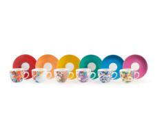 Excelsa Kimono Juego de 6 Tazas de cafÃ© con platillo, Porcelana, Multicolor