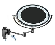 HIMRY LED CosmÃ©tica Espejo 8,5 Pulgadas 7X Aumentos, Maquillar Espejo de Pared con Luz y Brazo Articulado, Enchufe EspaÃ±ol, Plegable Espejos para BaÃ±o, Cara Doble: EstÃ¡ndar + 7X Aumentos. KXD3129-7x