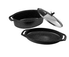 Pradel Excellence 52801M - Olla Oval para Todo Tipo de cocinas (Conjunto de 3 Piezas, Aluminio Fundido)