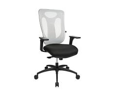 Topstar Net Pro 100 INKL. hÃ¶henverstellbaren Armlehnen Silla giratoria de Oficina, Tela, Negro-Blanco, 59 x 56 x 120 cm