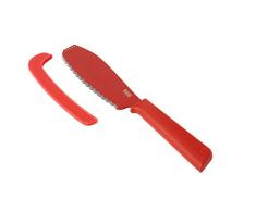 KUHN RIKON, Cuchillo Sandwich de cocina antiadherente con funda de seguridad Colori +, 26.5 cm, Rojo