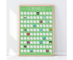 Gift Republic 100 Lugares - Scratch Off Cubo Lista Póster, Verde
