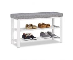 Relaxdays Banco Zapatero Moderno con 2 Niveles, Metal-Tela, Gris, 50 x 81 x 32 cm