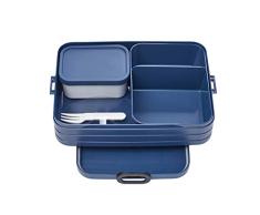 Mepal - Fiambrera Bento Take A Break Large - Lonchera Con Bento Box - Lunch Box para Sándwiches, Pequeños Tentempiés y Sobras - Merienda & Almuerzo - Con Compartimentos - 1500 ml - Nordic Denim