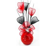 Diseño de flores de artificiales rojo jarrón, rojo, 32 cm
