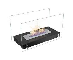 KRATKI Chimenea de bioetanol Hotel de 700 x 334 mm, Recipiente de 0,50 l, Color Negro, Chimenea Decorativa Independiente, Ideal para el hogar, Restaurante o terraza, Certificado TÃV Rheinland