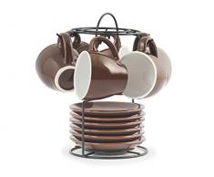 Royal Norfolk 729362 Stoneware - Juego de 6 tazas de cafÃ© con platillo, marrÃ³n, CC 90