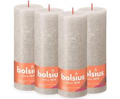 BOLSIUS - Vela de pilar rústica - Gris claro - 19 cm - Pack de 4