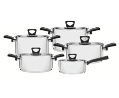 Tramontina BRAVA BAQUELITE - BaterÃ­a de cocina (5 piezas, acero inoxidable, 4 ollas, 1 cazo con tapa, apto para todo tipo de fuegos, asas de baquelita, apto para lavavajillas
