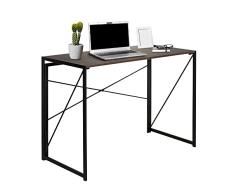 hjh OFFICE 634747 Escritorio Plegable Easy UP Multi 100 x 50 cm, Madera de Nogal y Negro, con Estructura de Metal