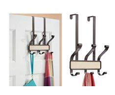InterDesign - Lauren - Anaquel de 6 Ganchos para Colgar sobre Perfil de Puerta; para Sacos, Sombreros, Batas, Toallas - Crema/Bronce