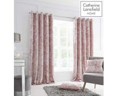 Catherine Lansfield Crushed Velvet Cortinas con Ojales, poliÃ©ster, Colorete, 168 x 137 cm