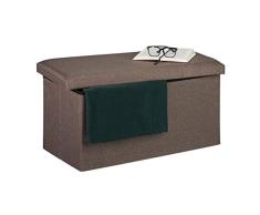 Relaxdays Banco con Espacio de Almacenamiento, de Lino, Acolchado, Pasillo, Dormitorio, Banco de baúl, HBT 38 x 76,5 x 38,5 cm, Gris marrón